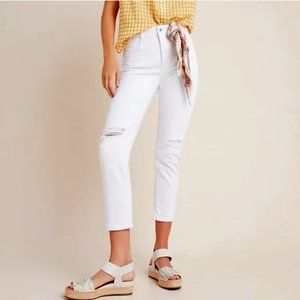 Anthropologie Pilcro Ultra High-Rise Slim Straight Jeans, White 32